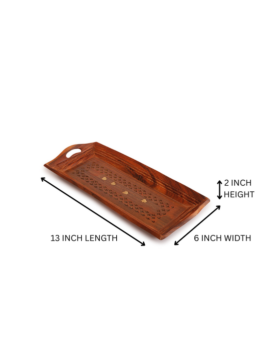 "Homeique Handcrafted Sheesham  Wood Inlay Incense Holder Tray – Set of 3  "