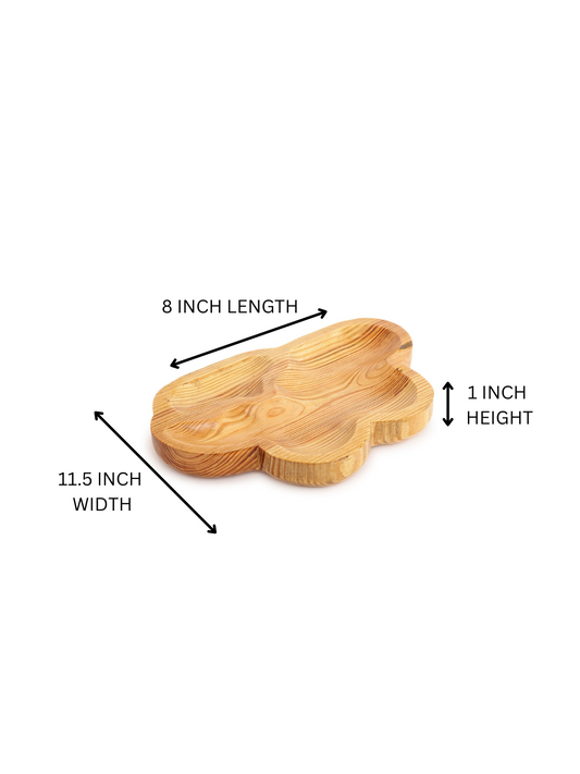 "Homeique Cloud-Shaped Pine Wood  Snack Serving Tray"