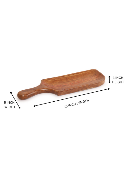 Homeique Rustic Sheesham Wood  Paddle-Style Serving Tray with Handle