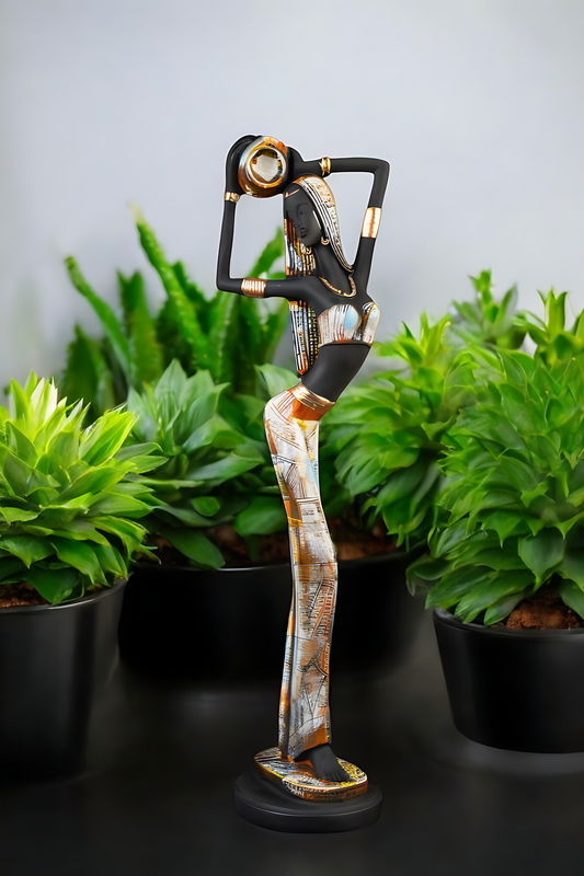 Graceful Tribal Woman Carrying Pot Showpiece – Handcrafted Polyresin Decorative Statue