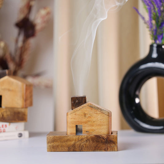Rustic Wooden Cottage Dhoop Batti Holder