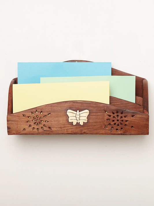 Homeique Handcrafted Wooden Letter Rack Organizer