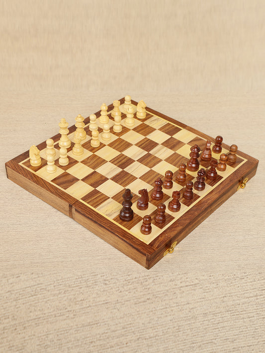 Premium Sheesham Wood Folding  Chess Set with Intricate Inlay