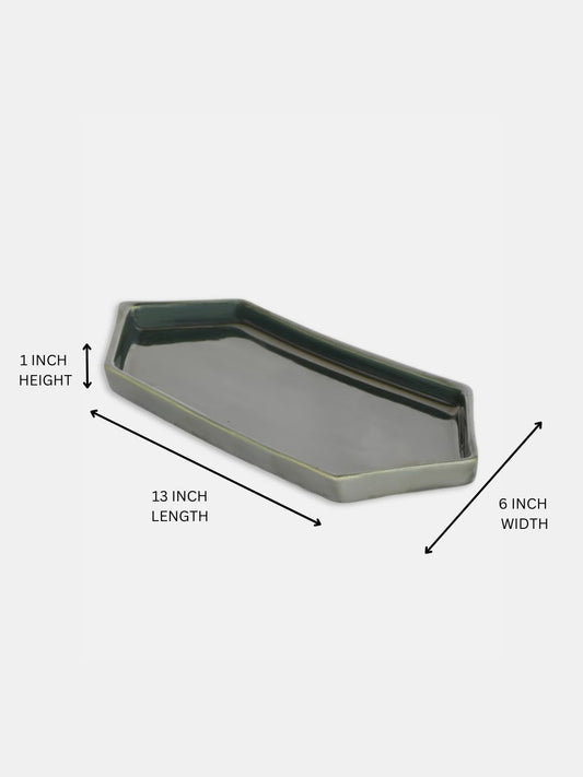 Handmade Ceramic Dark Green Tray