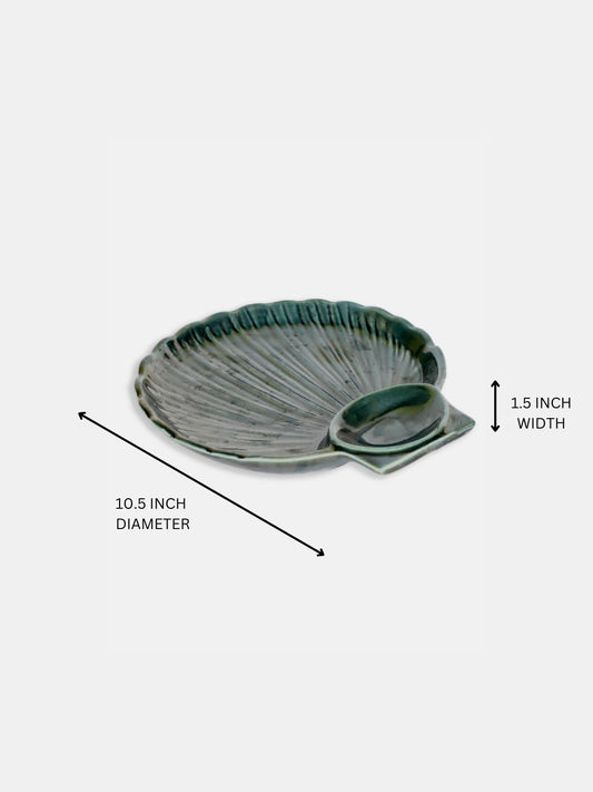 Shell Shaped Ceramic Chips and Dip Serving Platter