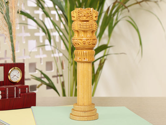 Homeique Handcrafted Wooden Ashoka  Pillar Showpiece