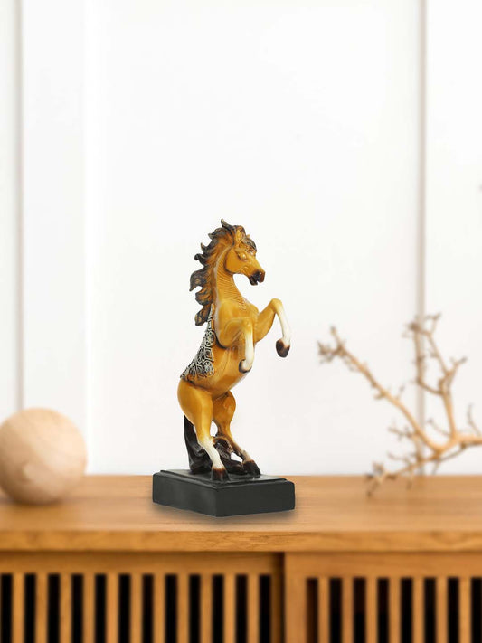 Horse with Uplifted Legs Standing Showpiece Statue for Home Decor Office Living Room Decoration Gift Item (Inches), Resin