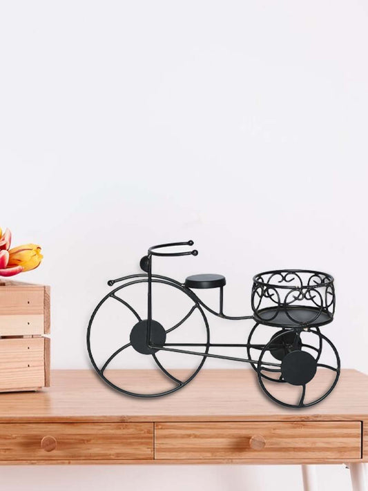 Home Decoration  Cycle (Flower Vase Table Showpiece Rickshaw Flower Pot, Black)
