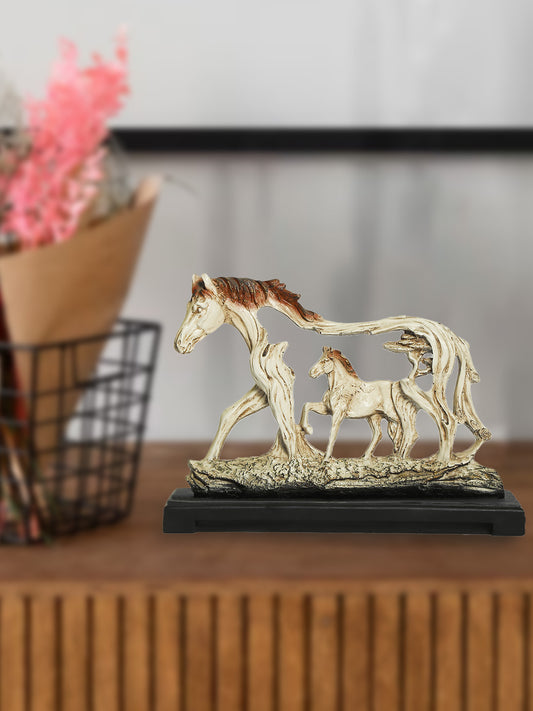 Horse Statue Showpiece with Baby Animal Figurine - Horse Idol Showpiece for Home Decorate Good Luck