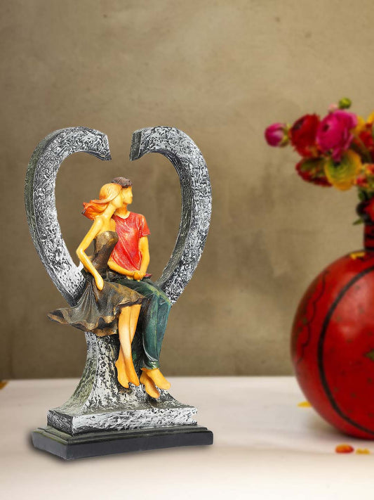Heart Shape Couple Statue Showpiece Sitting Statue for Home Decor, Gift for Anniversary