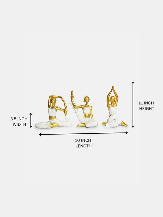 Golden Color Resin Set of 3 Yoga Girl Statue