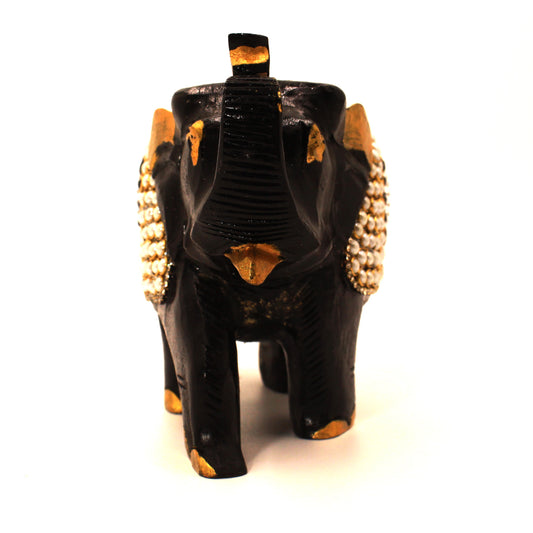 Artisan Royal Elephant Figurine with Gemstone Inlay