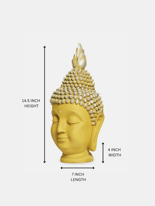Yellow Color Piece Buddha Head Statue, Idol for Diwali,Home Decor, Living Room, Office Desk, Table, Bedroom Corner Showpiece, Figurines, Christmas Gifts Items Face Buddha murti (Pack of 1)