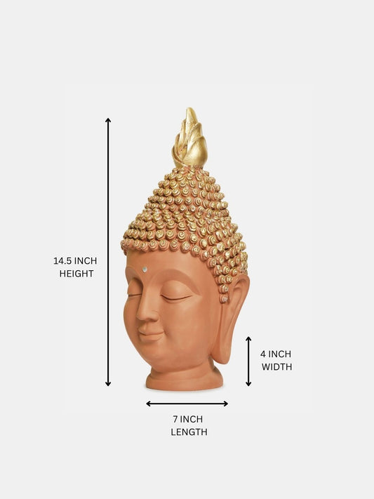 Peach Color Piece Buddha Head Statue, Idol for Diwali, Home Decor, Living Room, Office Desk, Table, Bedroom Corner Showpiece, Figurines, Christmas Gifts Items Face Buddha murti (Pack of 1)