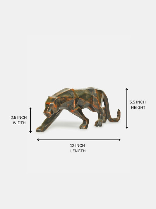 Modern Geometrical  Panther Jaguar Sculpture Showpiece Animal Figurines Decorative Item for Home Decor Living Room Bedroom Table Top Decoration, Resin