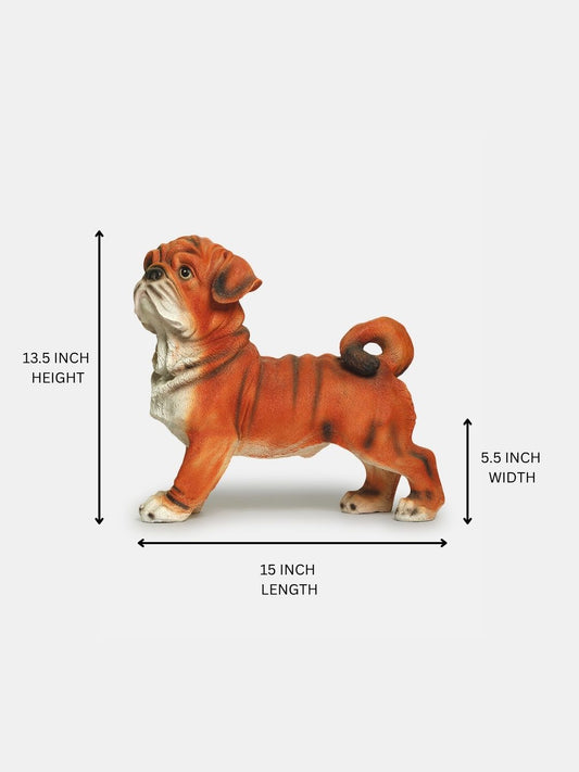 Pug Dog for Garden Decoration, Home Decoration, Kids Room Decor, Real Looking Dog Figure(Pug Dog pack of 1, Orange)