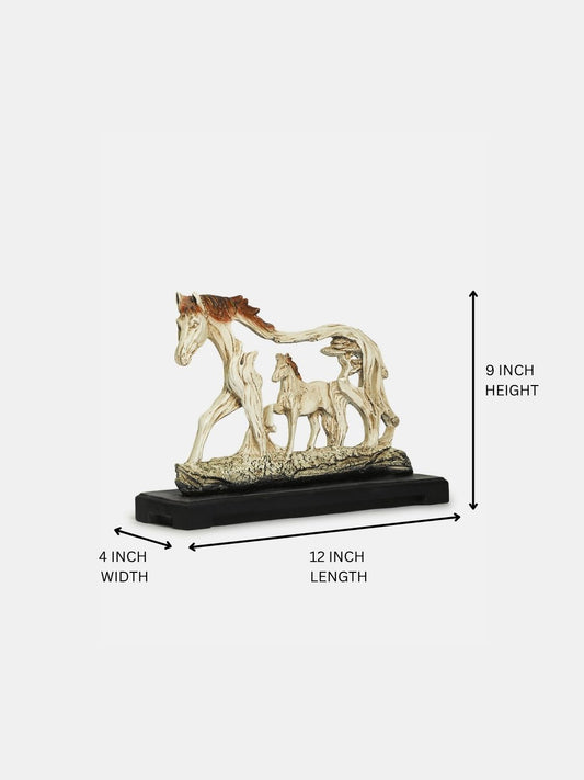 Horse Statue Showpiece with Baby Animal Figurine - Horse Idol Showpiece for Home Decorate Good Luck