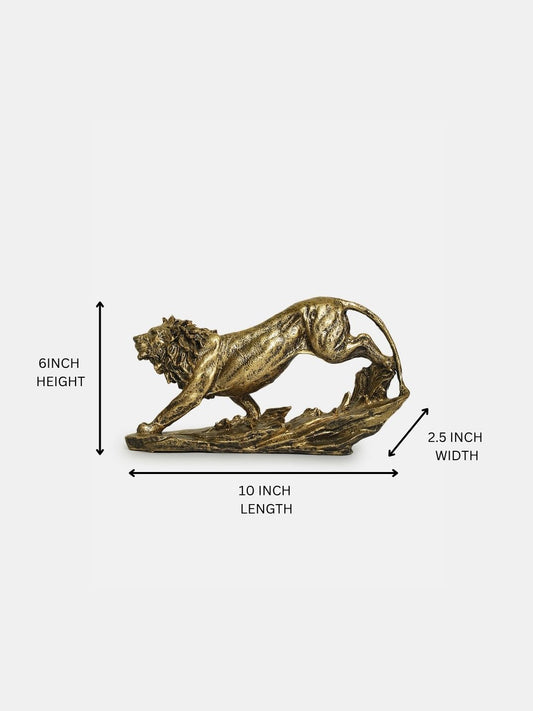Resin Lion Showpiece | 10 Inch Length, 6 Inch Height | Home Decor and Gift Idea