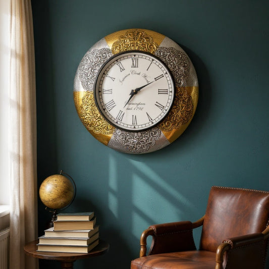 Antique Roman Wall Clock with Ornate Embossed Frame – Vintage Style