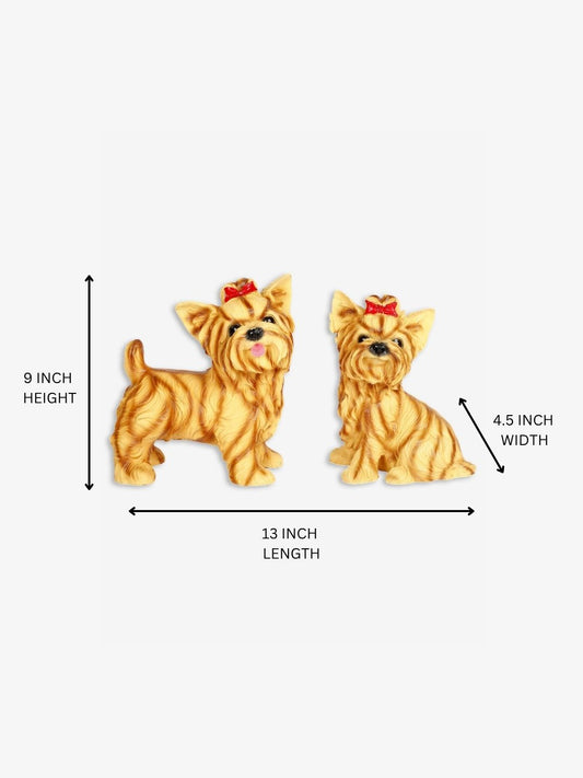 Cute Pomeranian Dogs Set Statue Puppies Showpiece Idol For Gifting & Home Table Living Room Decor Decoration, Set Of 2,