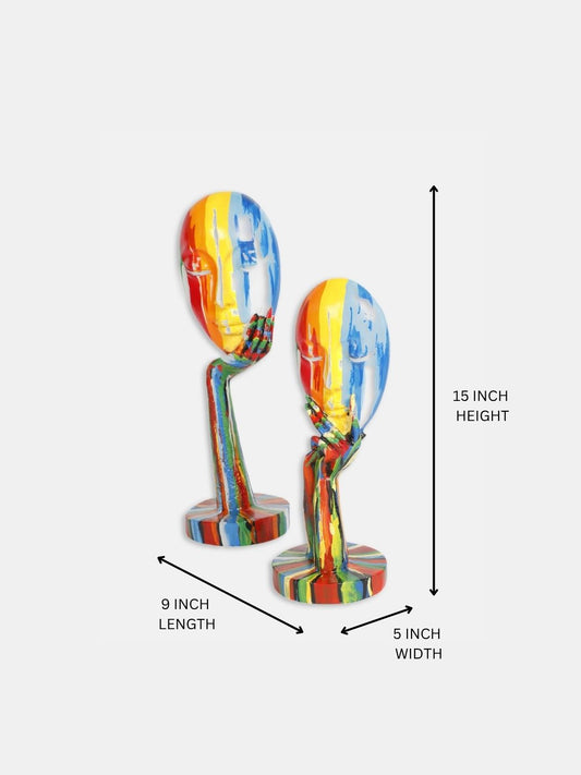 Coffee Table Decor Statues and Sculptures, Modern Abstract Art Statue Decorations for Living Room, Colorful Unique Home Decorations(Mask)