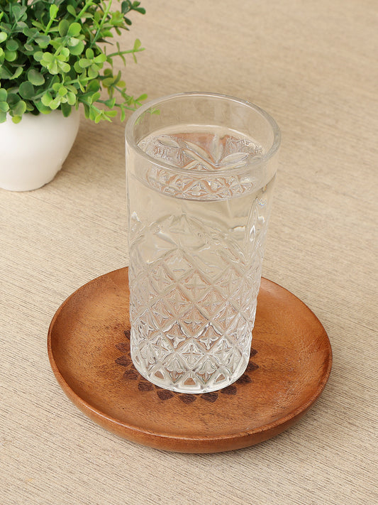 Single Piece Handcrafted Wooden Serving Plate with  Laser-Etched Floral Mandala