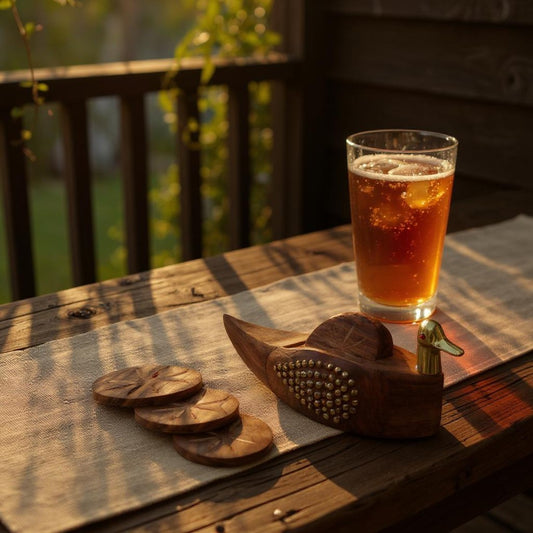 Handcrafted Wooden Duck Coaster with Intricate  Brass Accents - Single Piece