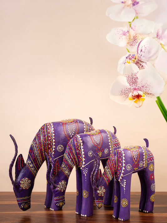 Showpiece for Home Decor Showpiece | Deer Statue for Home Decorative Item & Office Table Decor Showpiece (Set of 3) (Multicolor, Resin)