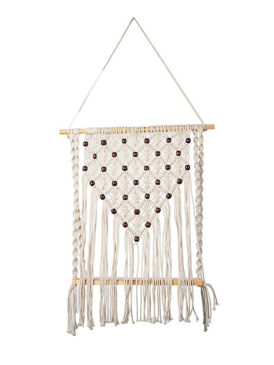 THE TOP KNOTT Macrame Wall Hanging Shelf Bohemian Decorative Wooden Handmade Macrame Wall Hanging