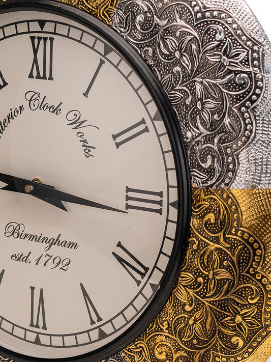 Antique Roman Wall Clock with Ornate Embossed Frame – Vintage Style