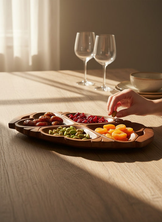 Heartwood Rustic Serving Tray – Handcrafted Wooden Snack & Platter Organizer