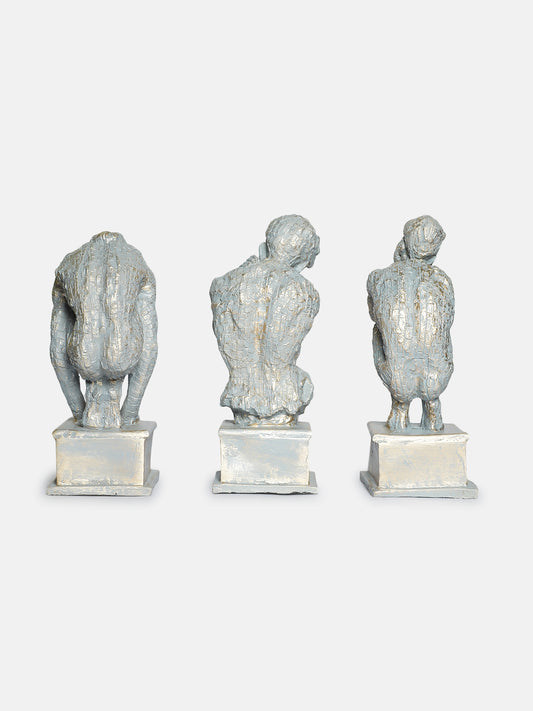 Sliver Color Decorative Bricked Man Showpiece Statue Table Accent for Home Décor Living Room Bedroom Hall Craft Decoration Items (Set of 3),, Resin