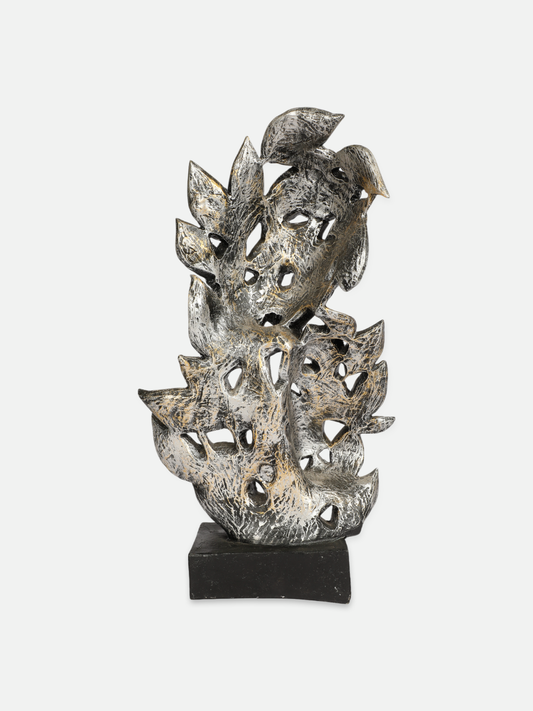 Silver Leaf Couple Faces Statue Showpiece Idol for Gifting & Home Table Decoration Vastu Lucky