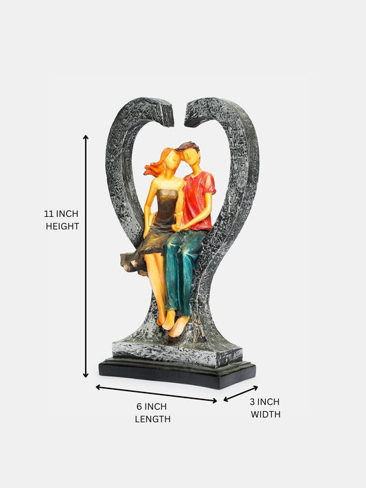 Heart Shape Couple Statue Showpiece Sitting Statue for Home Decor, Gift for Anniversary