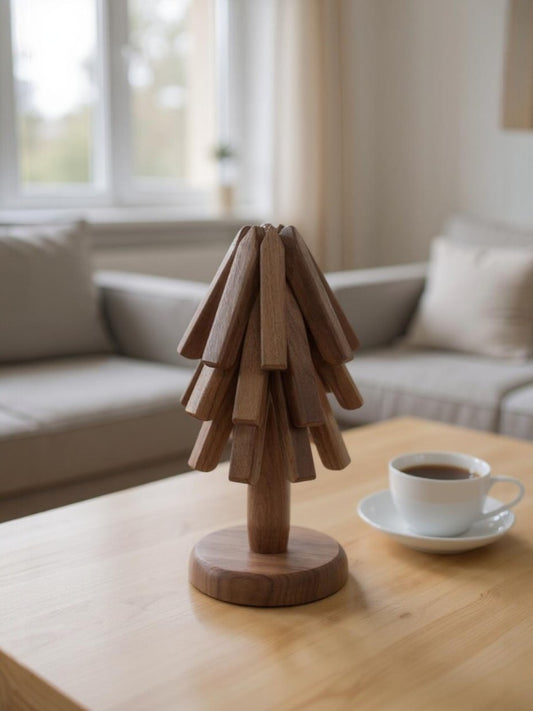 Handcrafted Wooden Tree-Style Trivet Set (Multi-Use Decor & Hot Pot Stand)