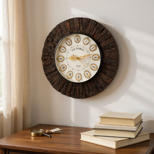 Victoria Antique Wall Clock with Rustic Textured Frame