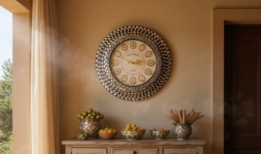 Victoria Royal Mirror-Accent Wall Clock with Roman Numerals – Plastic Frame